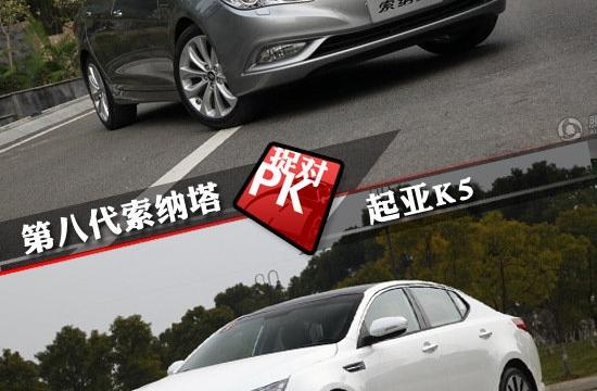 北京現代索納塔對比起亞K5 同室操戈的對比